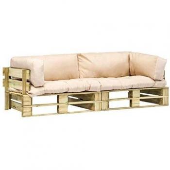 2-tlg. Garten-palettensofa-set Sandfarbene Kissen Kiefernholz