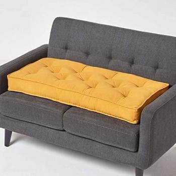 Homescapes Mustard 2 Seater Booster Cushion Supportive & Firm Sofa Seat Pad