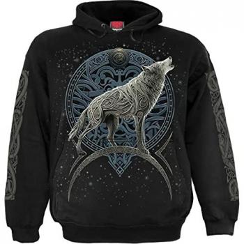 Spiral Celtic Wolf Black Hooded Sweatshirt