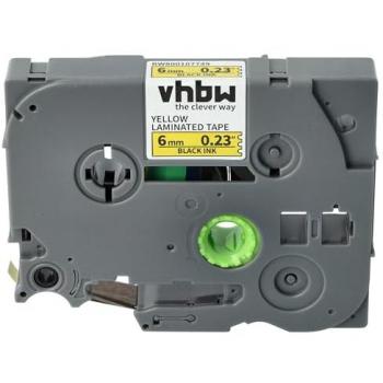 Ruban 6 mm VHS‑BW Jaune – Brother P‑Touch Série (TZE‑611)
