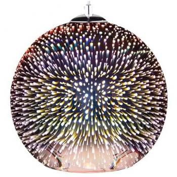 Lampadario a Sospensione in Vetro Ramato con Effetto Luce Riflettente Starburst
