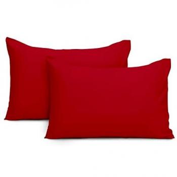 Red Brushed Microfibre Pillow Cases 2 Pack
