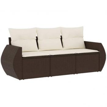 Set Lounge Vetrina 3 Pezzi Marrone Polyrattan