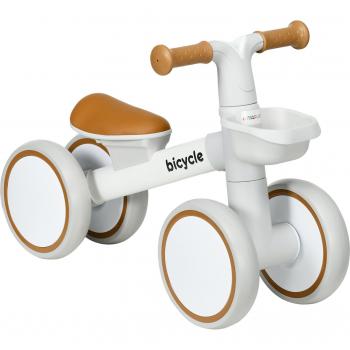 AIYAPLAY Toddler Balance Bike for 1-3 Years, Adjustable Seat, Silent Wheels, White
