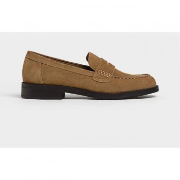 Stradivarius Leather loafers with penny strap BEIGE 7½