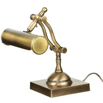 LICHT-ERLEBNISSE Schreibtischlampe Messing massiv verstellbar E14 26 cm Bankerlampe Tischleuchte