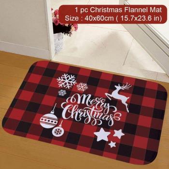 Holiday Santa Claus Flannel Door Mat