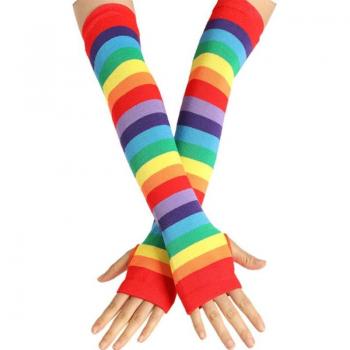 Guantes de brazo largos con diseño patchwork de bandera y arcoíris