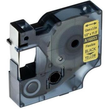 VHBW 3.5 m × 12 mm Black‑on‑Yellow Label Tape for Rhino Printers (6000/5000/5200/4200)