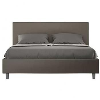 Cama tapizada con almacenamiento 160x190 símil piel capuchino Adele