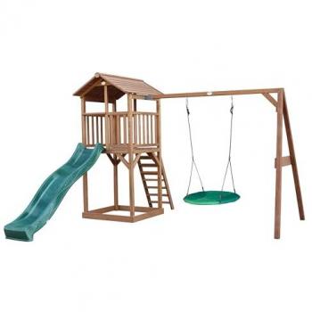 Axi Play House: Torre de Recreo con Tobogán Verde y Cabaña de Arena
