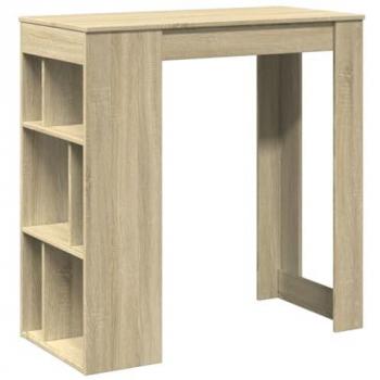 Table de bar avec étagères en bois d'ingénierie chêne sonoma