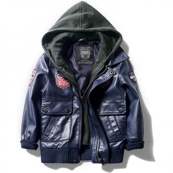 Chaqueta de Invierno de Cuero Imitación para Adolescentes y Niños