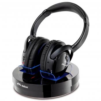 Meliconi HP 300: Professioneller kabelloser TV‑Stereo‑Headset mit Ladeeinheit – Schwarz