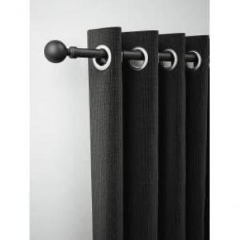 Solid Orb Finish Rothley 71‑120 cm Extendable Curtain Rod – Matt Black Kit