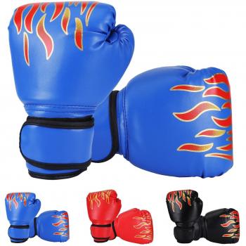 2Pcs Flame Design Kids Boxing Gloves High-Grade PU Leather