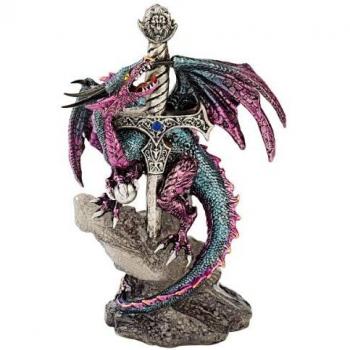 QS92707 Statua di Dragon Blade 9x12.5x20.5 cm Design Toscano