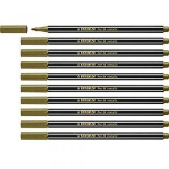 Stabilo Pen 68 Metallic Gold – Stylo à Pointe Fine 1,4 mm – Pack Unique