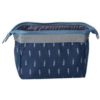 Trousse de Toilette Compacte Pliable Fleurie Style Japonais (Bleu)