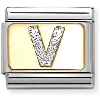 Nomination Silver Shimmer V Letter Charm