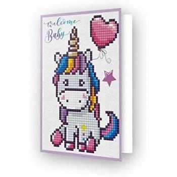 Felicitación Unicornio Welcome Baby con Diamond Dotz