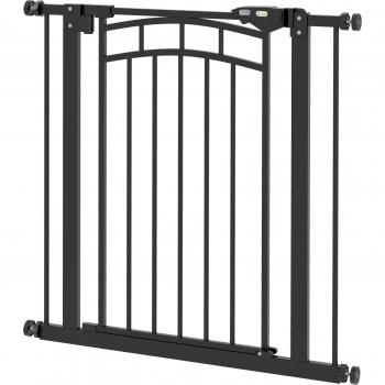 Schwarzes PawHut Gitter für Hunde – 74‑80 cm, Doppelverriegelung & Treppenabsicherung