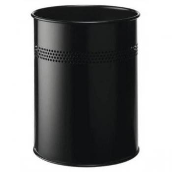 DURABLE Papierkorb Metall 15L schwarz mit 30mm Perforation