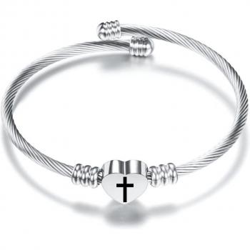 Cercle de Foi : Bracelet Croix en Acier
