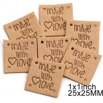 20 Piece Leather Love‑Tag Set – Handcrafted, Square, Clothing Accessories