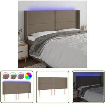Tête de Lit en Tissu Taupe avec LED 183x16x118/128 cm