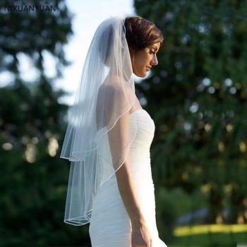 Short Solid Color Bridal Veil with Comb