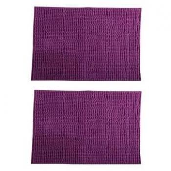 Doublure de bain violet – Lot 2 tapis microfibre 40×60 cm (MSV)
