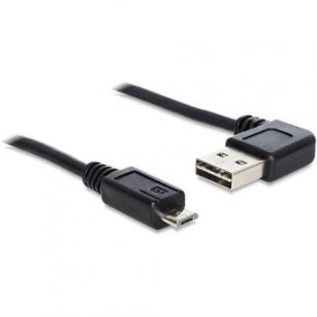 USB 2.0 kabel met Type‑A en micro‑B, 1 m, links/rechts schuine
