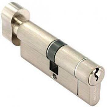 Drill and Pick Resistant Euro Profile Cylinder Lock, Thumb Turn, 40mm x 40mm, Nickel