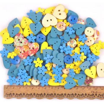 Garniture florale en bois : 50 boutons ronds – 10–40 mm