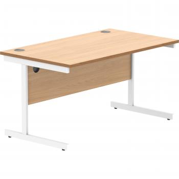 Cantilevered Steel Frame Office Desk – Beech/White, 1400x800