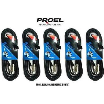 Set di 5 cavi da 15 mt per microfono e casse con connessioni cannon xlr M e F