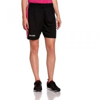 Spalding 4her II Short de Basket Femme, Noir/Rose/Blanc