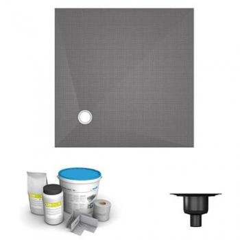 Receveur de douche 120x120 WEDI Fundo Primo, format carré, écoulement excentré et bonde verticale
