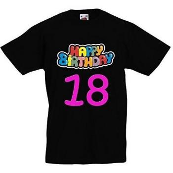 Kids Happy Birthday 19 104 cm – Camiseta Negra con Diseño Colorido