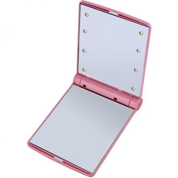 Handheld Foldable Cosmetic Mirror with 8 LEDs for Ladies