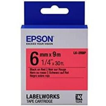 Nastro di Stampa Pastello Rosso Epson 6/9 LK‑2RBP per Testo Nero