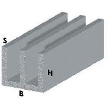 Profil Double Canal Argent H.100 cm 16x7x1