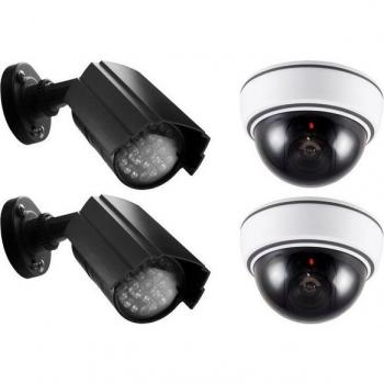 Alecto Complete Security Dummy Camera Pack – 4 Cameras (Dome + Outdoor), IP44, White