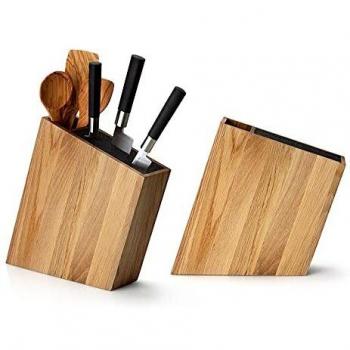 Ceppo Coltelli in Legno di Quercia con Porta Utensili 31x8x24,5