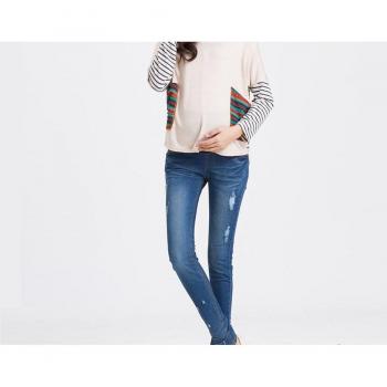 Pregnancy Cotton Distressed Skinny Jeans