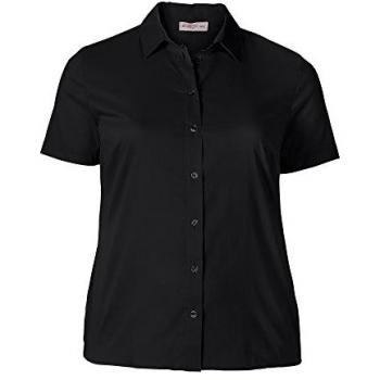 SHEEGO Stretch-Bluse für große Größen – Damen, kurzärmlig, schwarz – 48