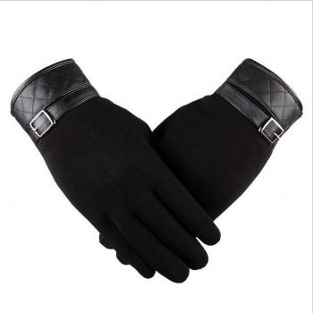 Gants noirs en cuir et cachemire pour l'hiver