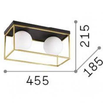 Ideallux Ideal Lux ceiling lamp Lingotto, 2-bulb, black, opal glass