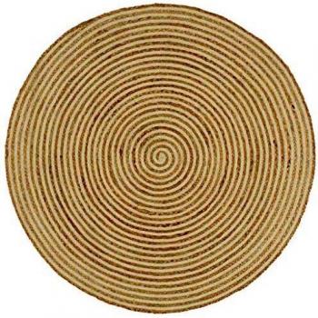 Jute Spiral Design Rug White 120 cm